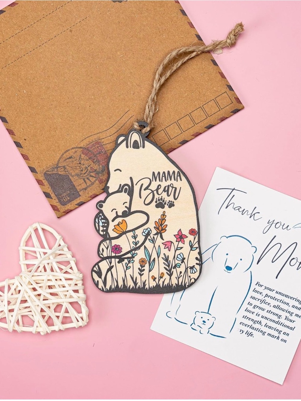 🎇Multi🎇Mama Bear Wooden Hanging Decoration (2/$10)